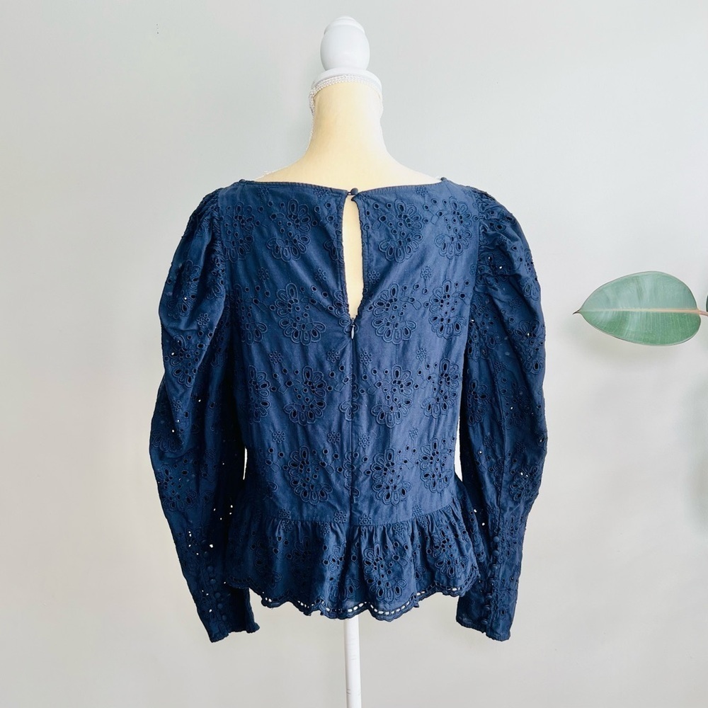 Express eyelet puff sleeve peplum top - Picture 6 of 10